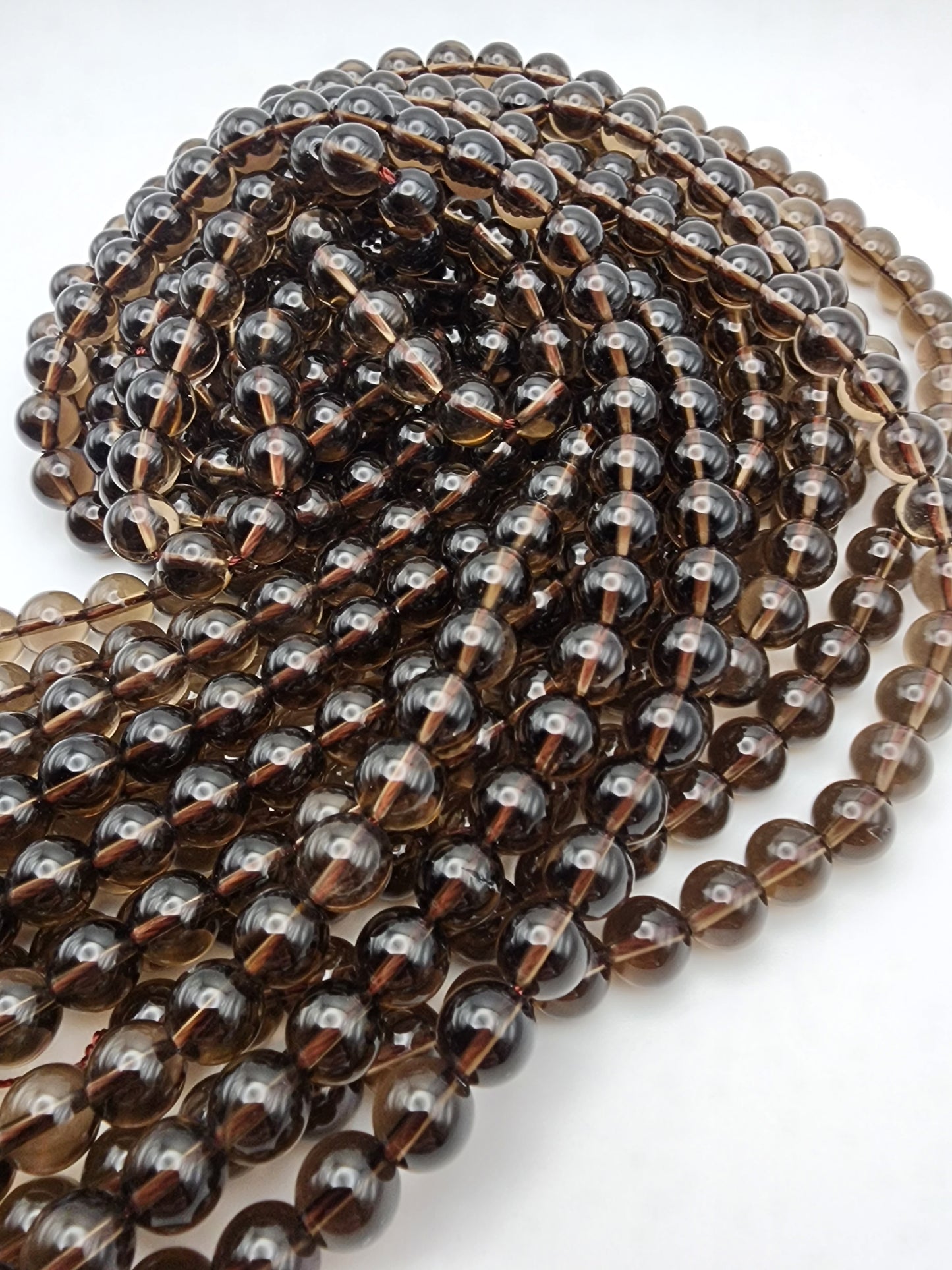 8mm Smokey Quartz Round Smooth Queenly