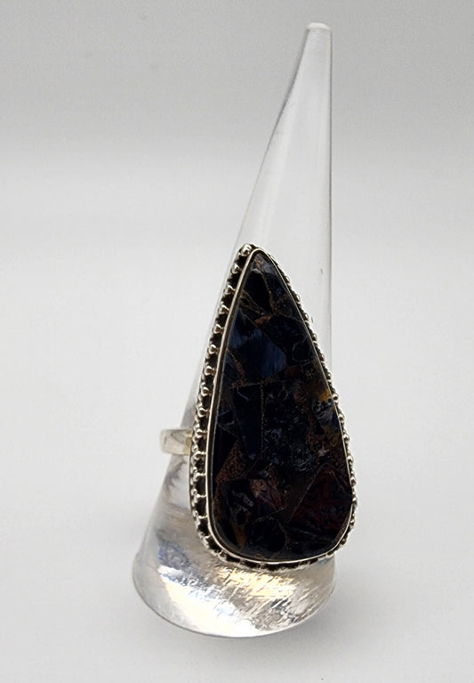 SS Large Pointed Petercite & Composite Ring