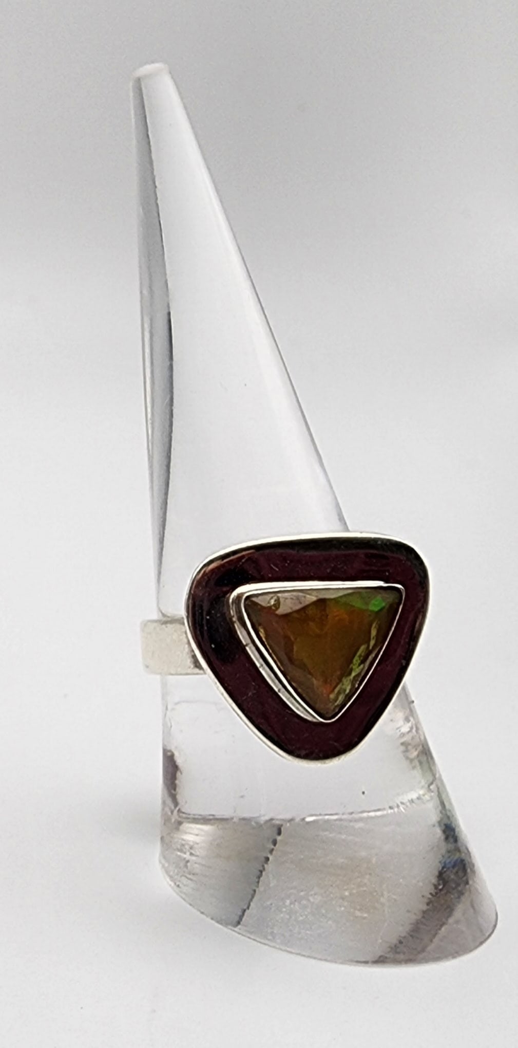 SS Orange Opal Triangle Ring