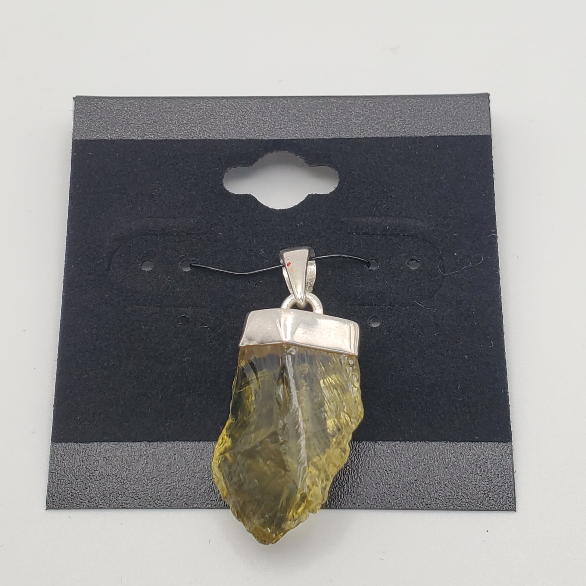 SS Lemon Topaz Rough Mineral w/ Cap Pendant