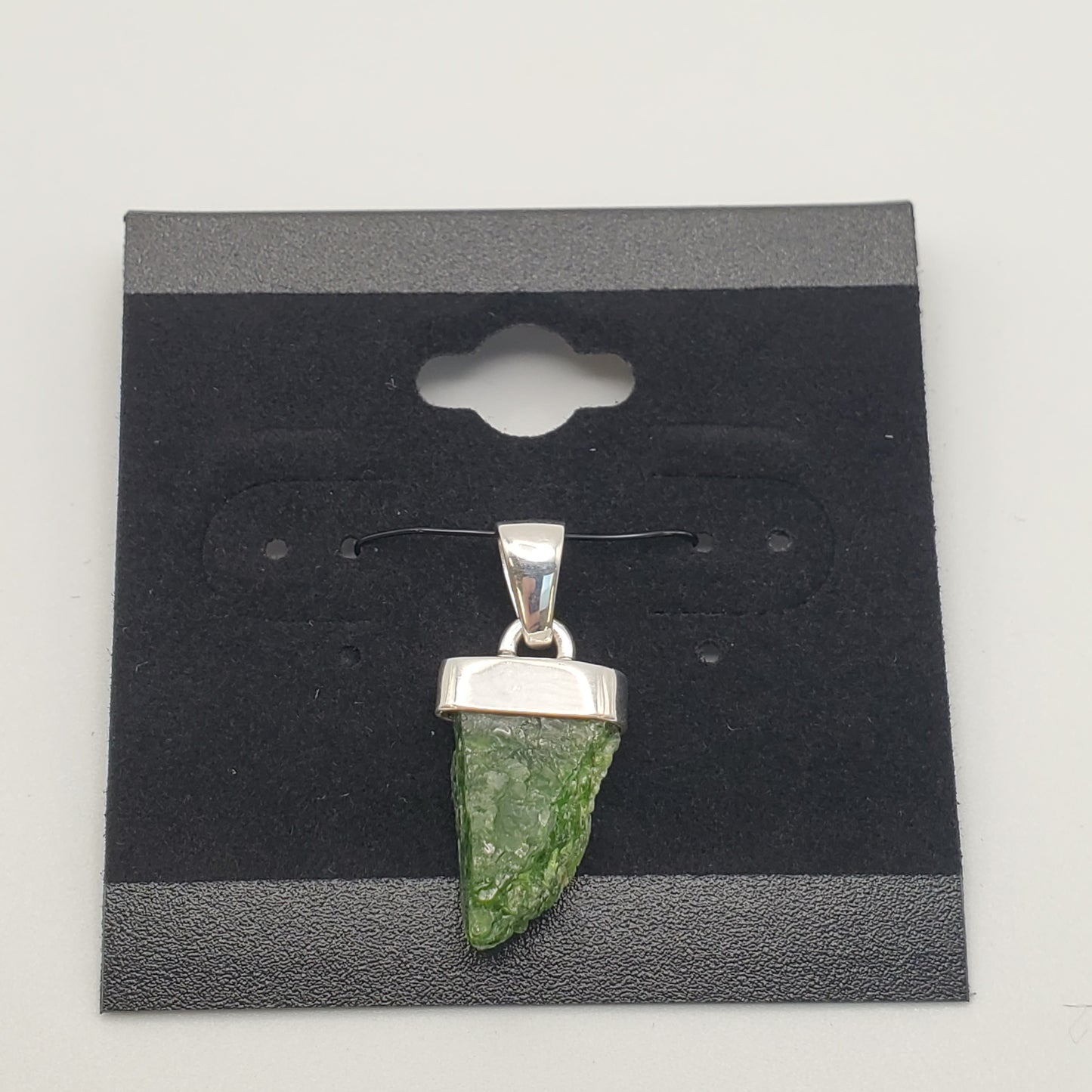 SS Chrome Diopside Rough Mineral w/ Cap Pendant