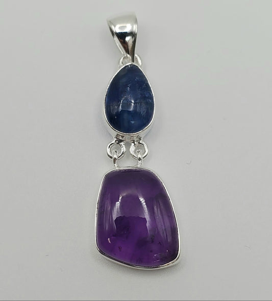 SS Blue Kyanite Amethyst Pendant