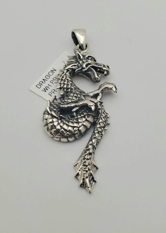 SS Dragon w Tail Pendant