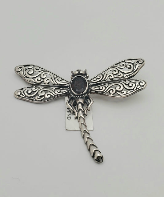 SS Large Firefly Garnet Pendant