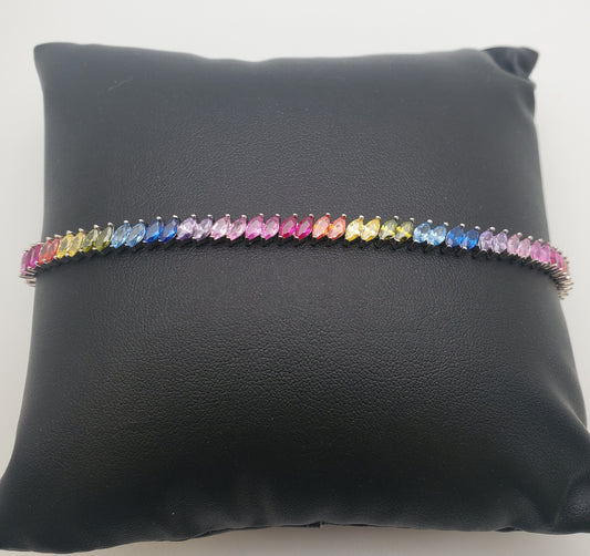 SS Large Chakra CZ Gemstone Bracelet