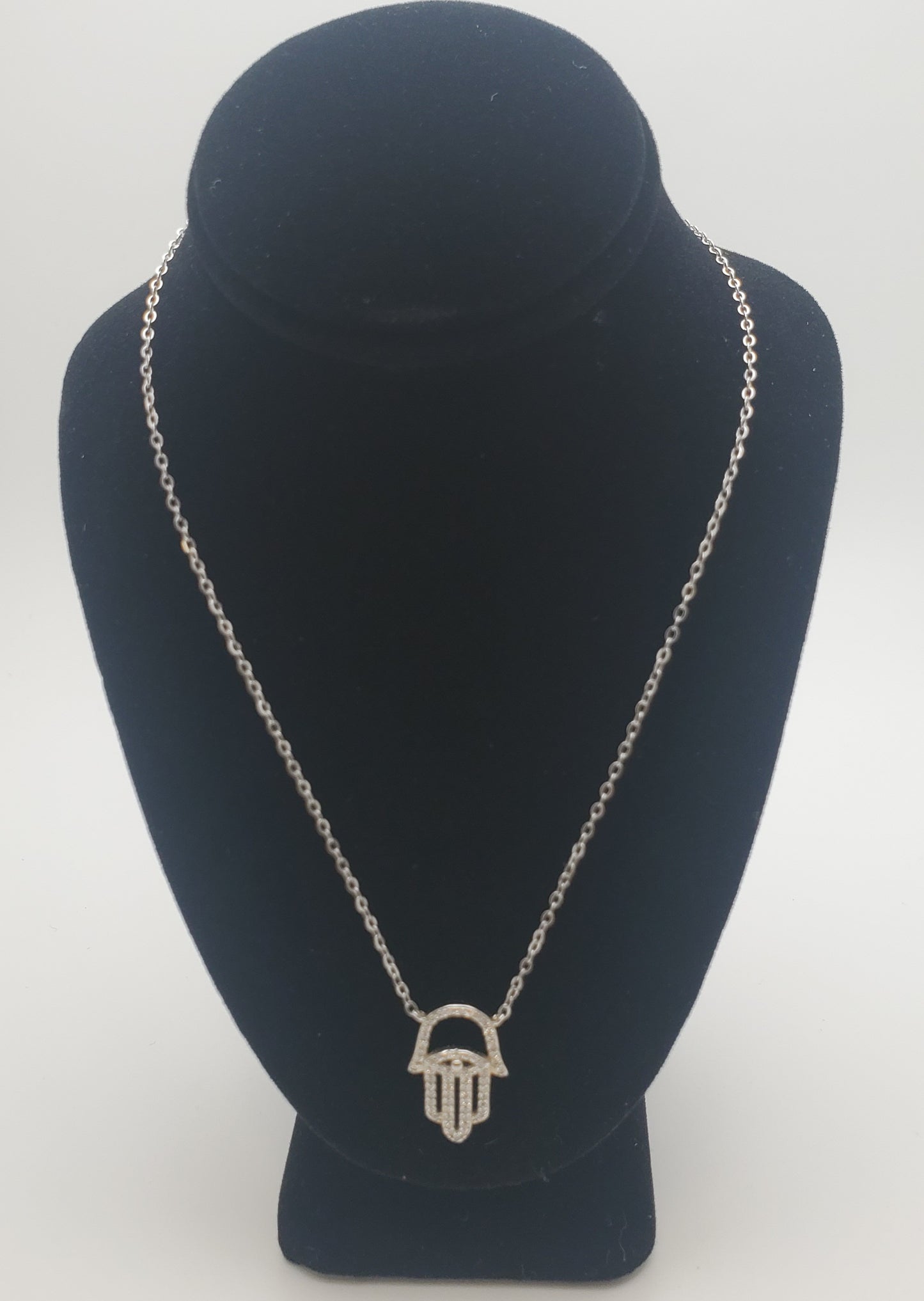 SS Clear Hamsa Necklace