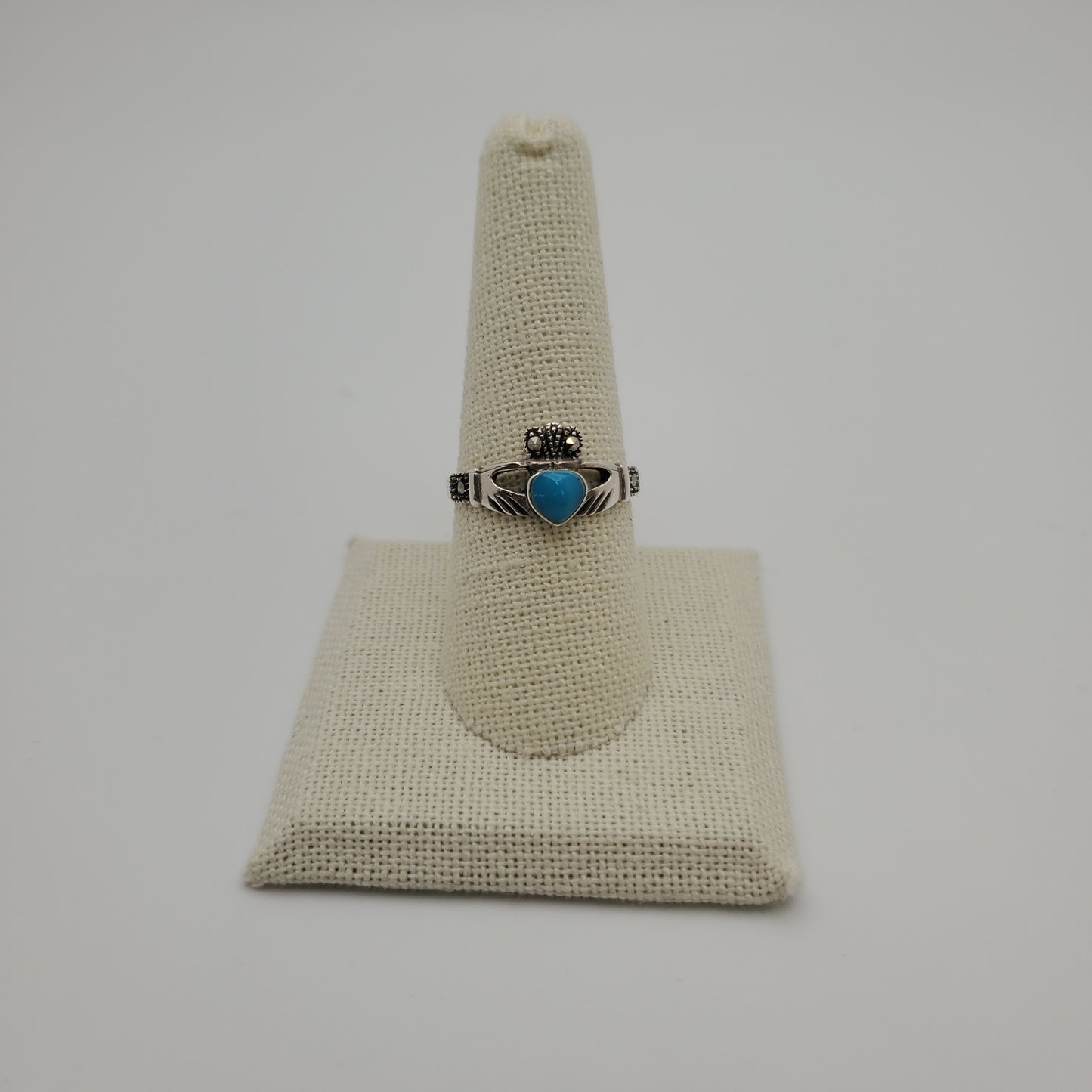 SS Turquoise Claddagh Ring