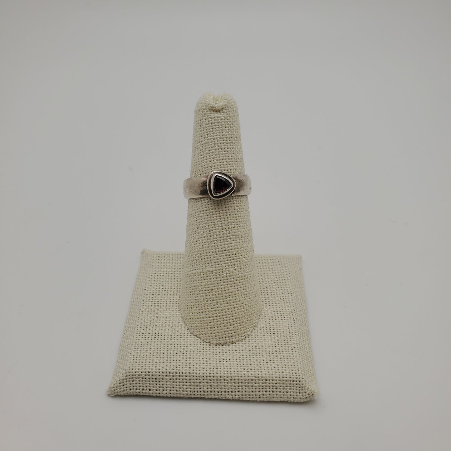 SS Triangle Garnet Ring