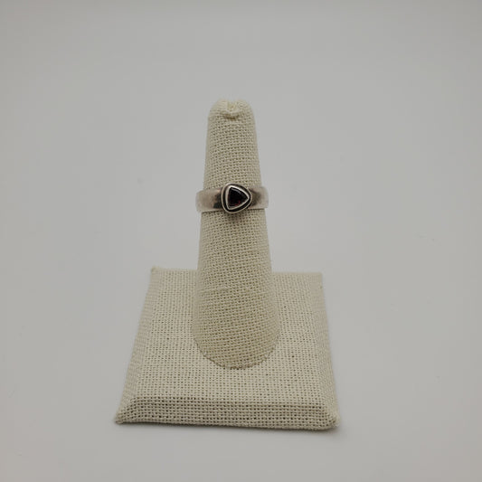 SS Triangle Garnet Ring