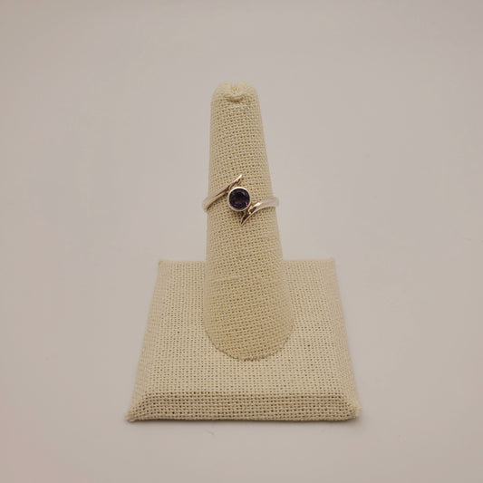 SS Amethyst Faceted Ring