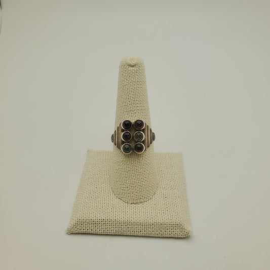 SS Watermelon Tourmaline 6 Stone Ring