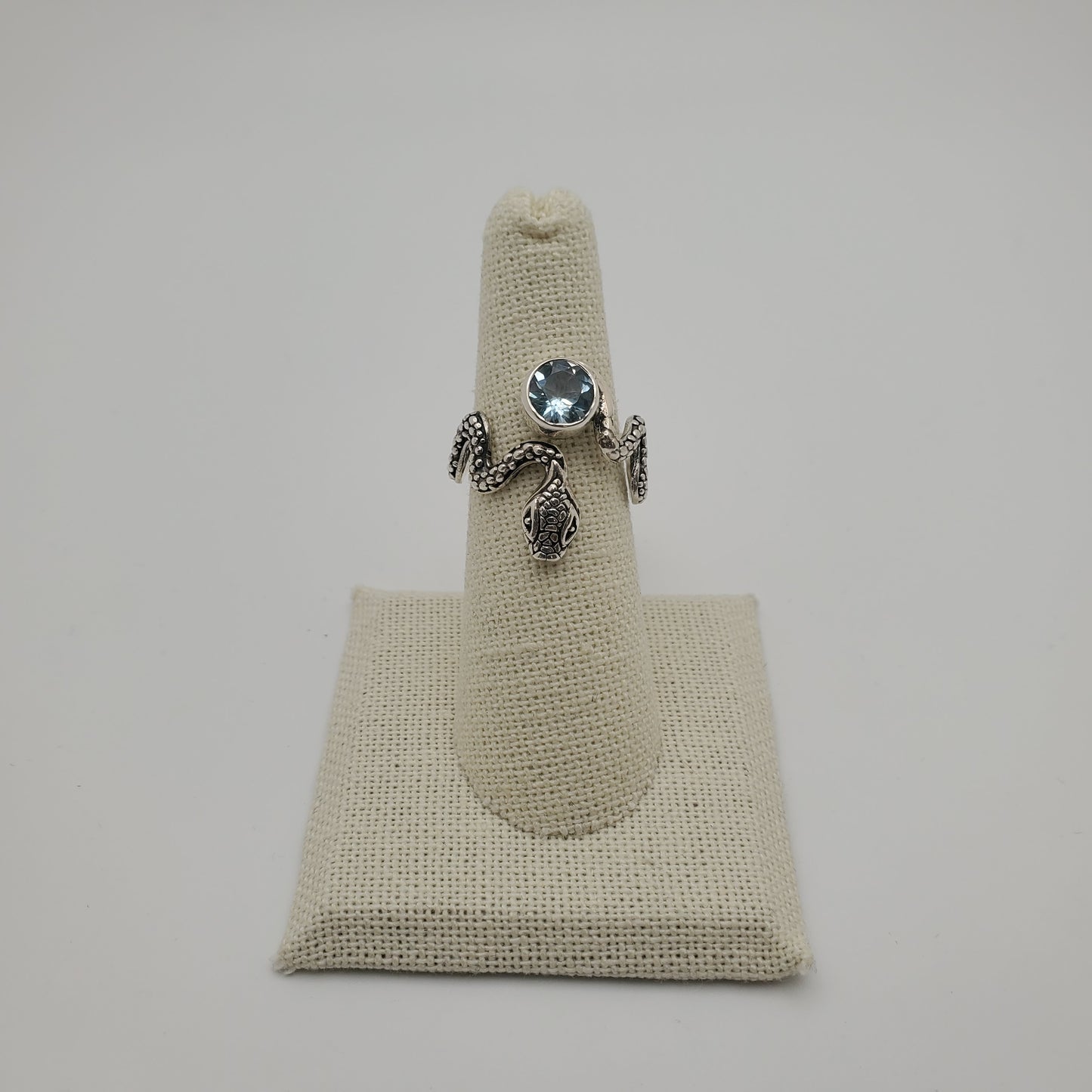 SS Blue Topaz Snake Ring
