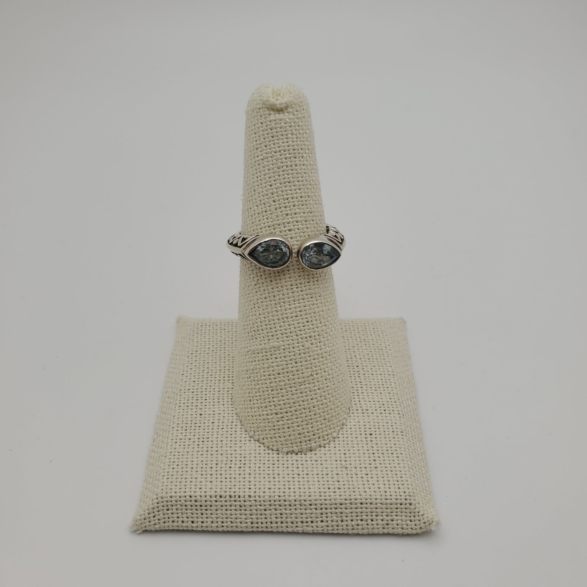 SS Blue Topaz 2 Stone Ring