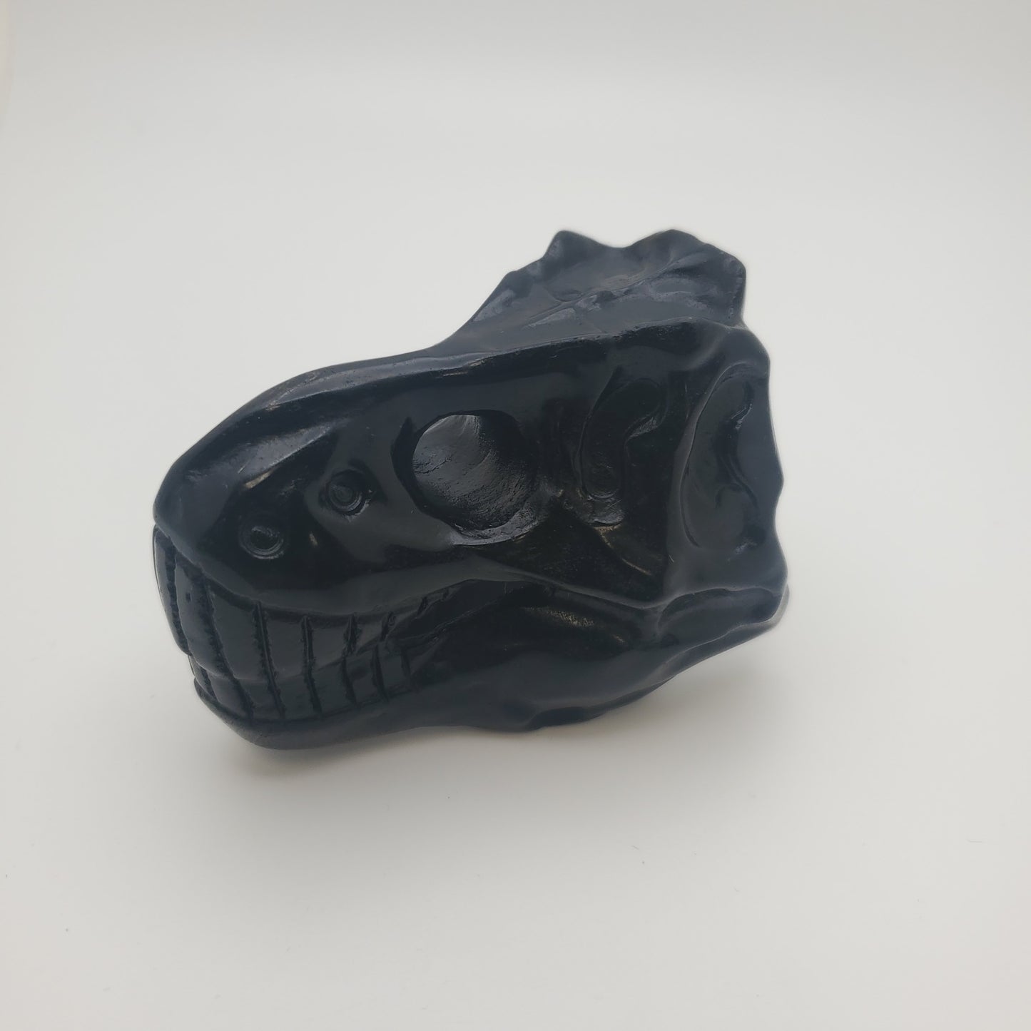 Carved Black Onyx Dragon Skull