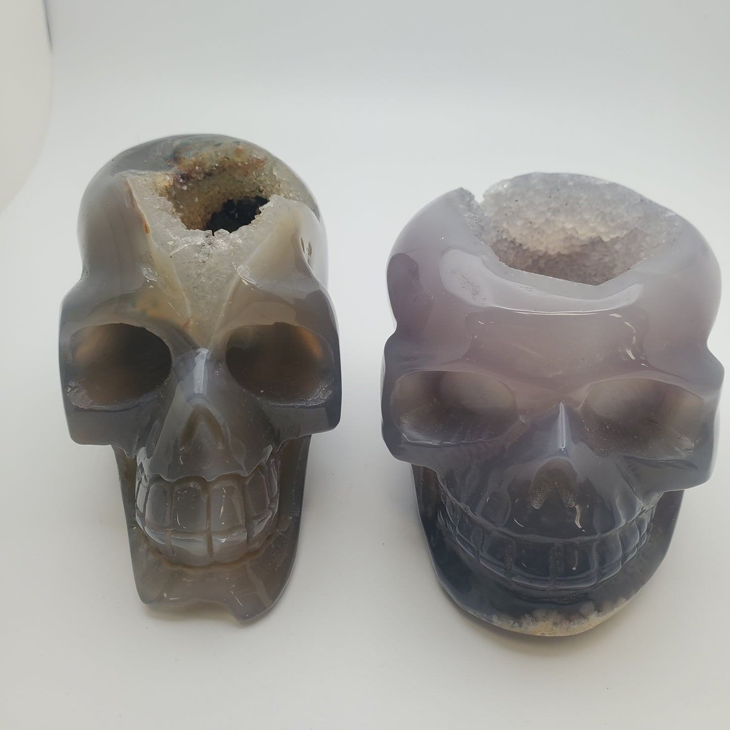 Carved Agate Druzy Skull