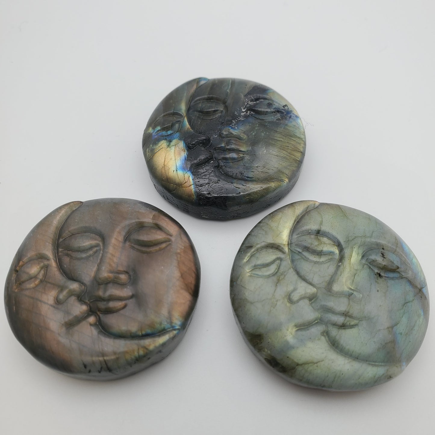 Carved Labradorite Moon and Fair Lady