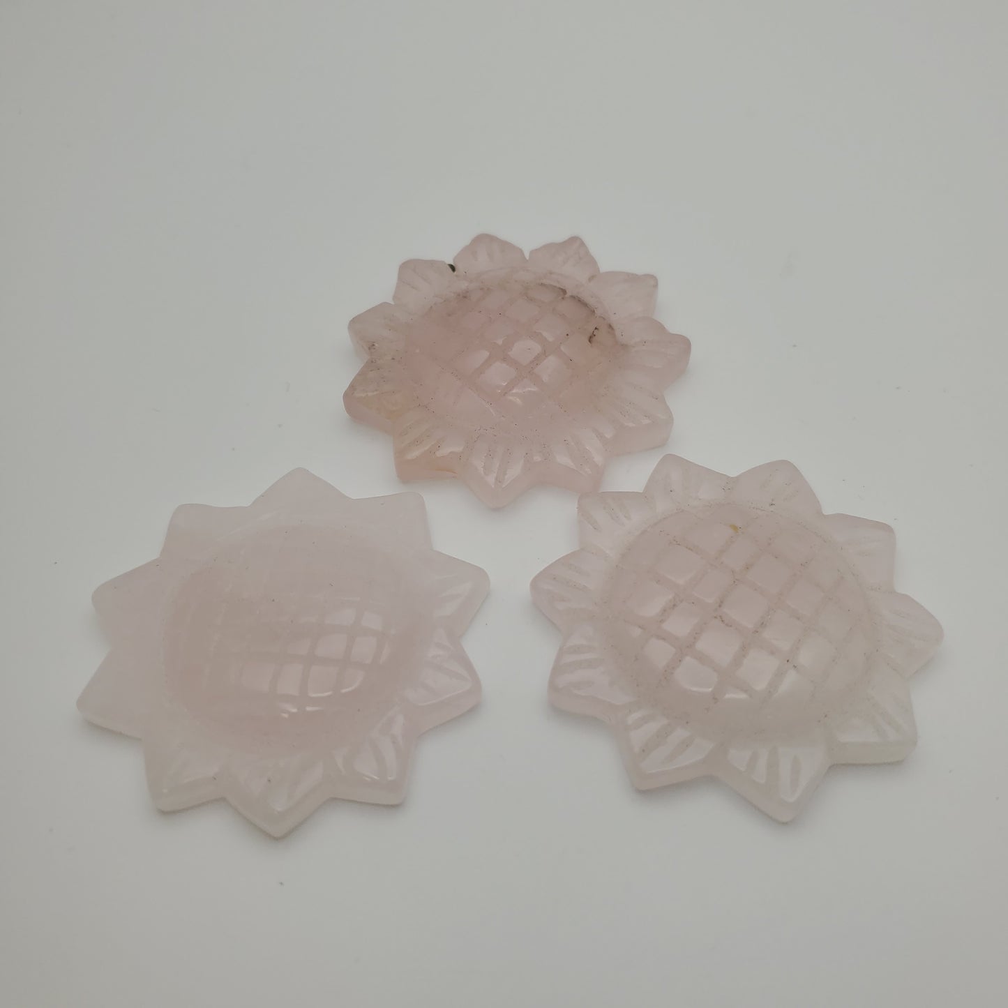 Carved Rose Quartz Sunflower
