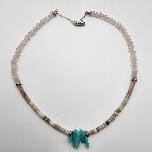 Opal, Rose Quartz, Amazonite Necklace