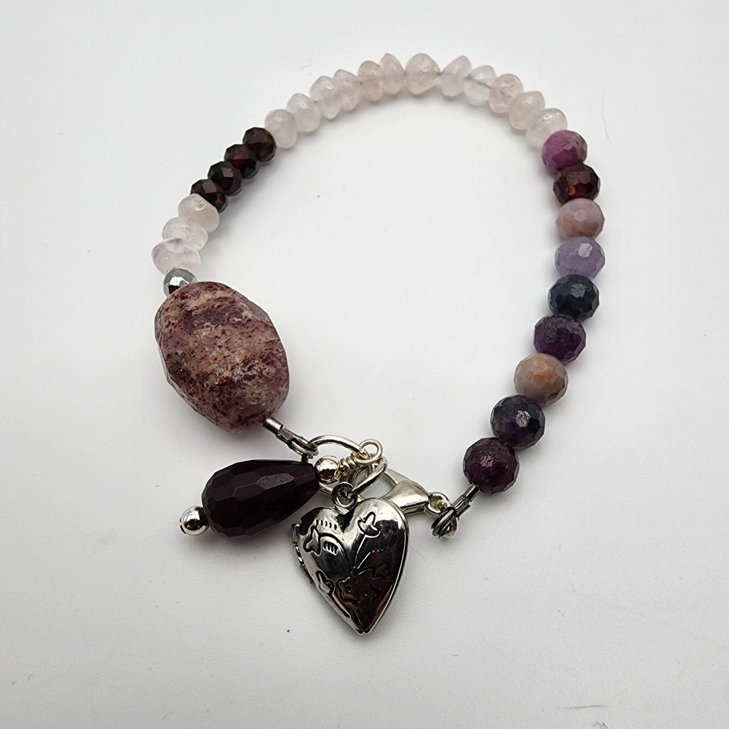 SS Ruby and Rose Quartz Bracelet