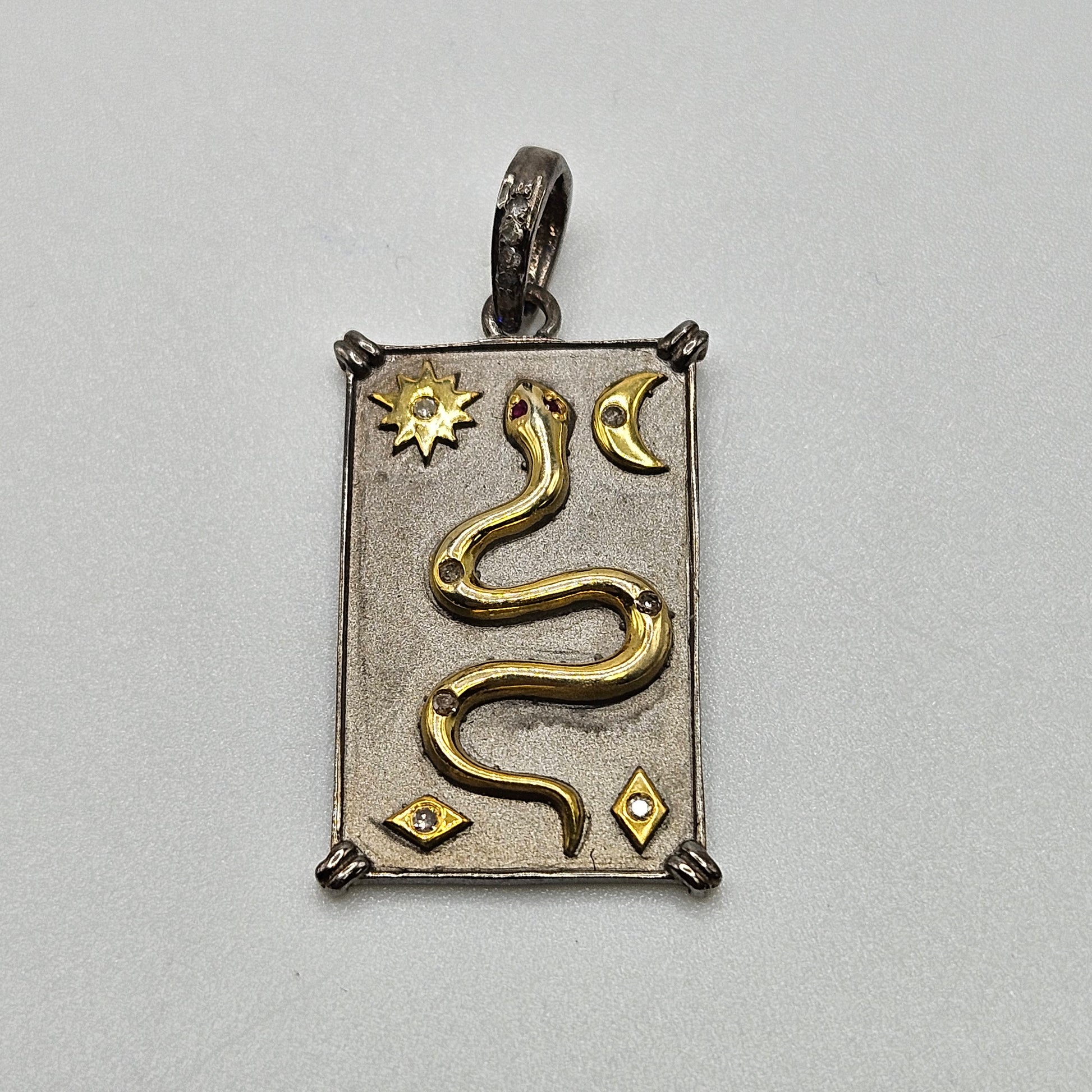 SS Vermeil Diamond Snake Pendant