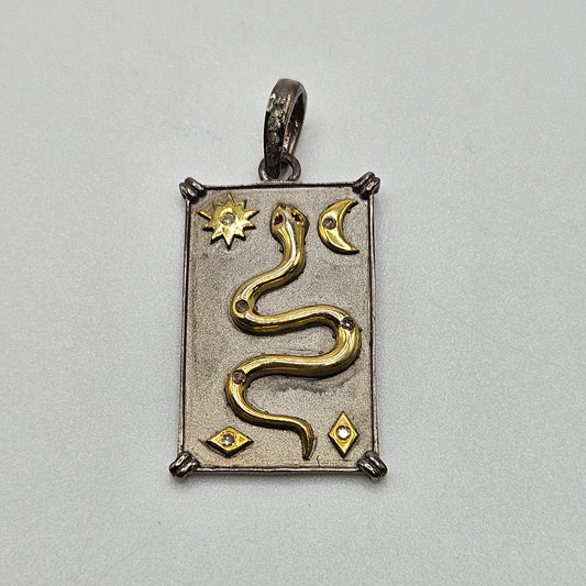 SS Vermeil Diamond Snake Pendant