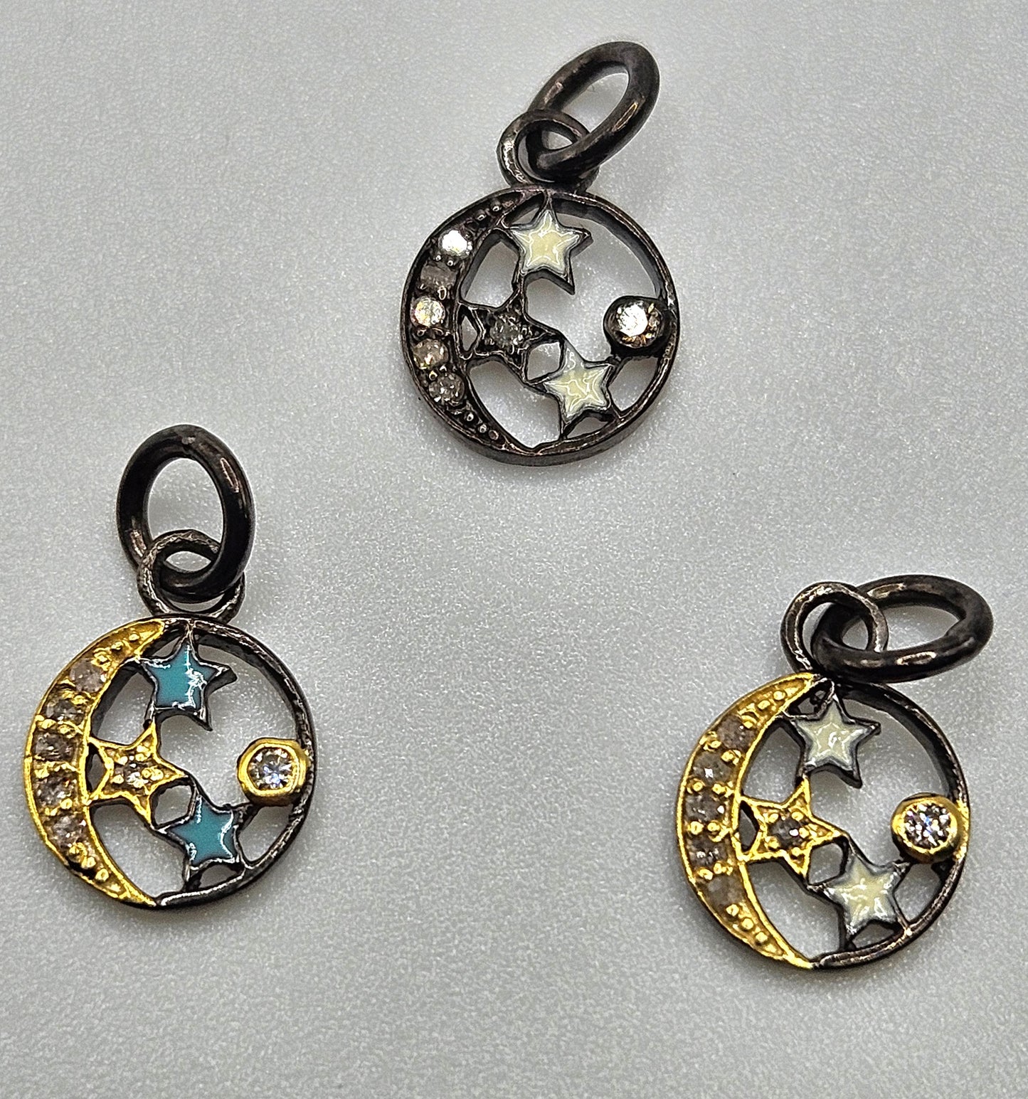 Vermeil Diamond Ruby Evil Eye Connector