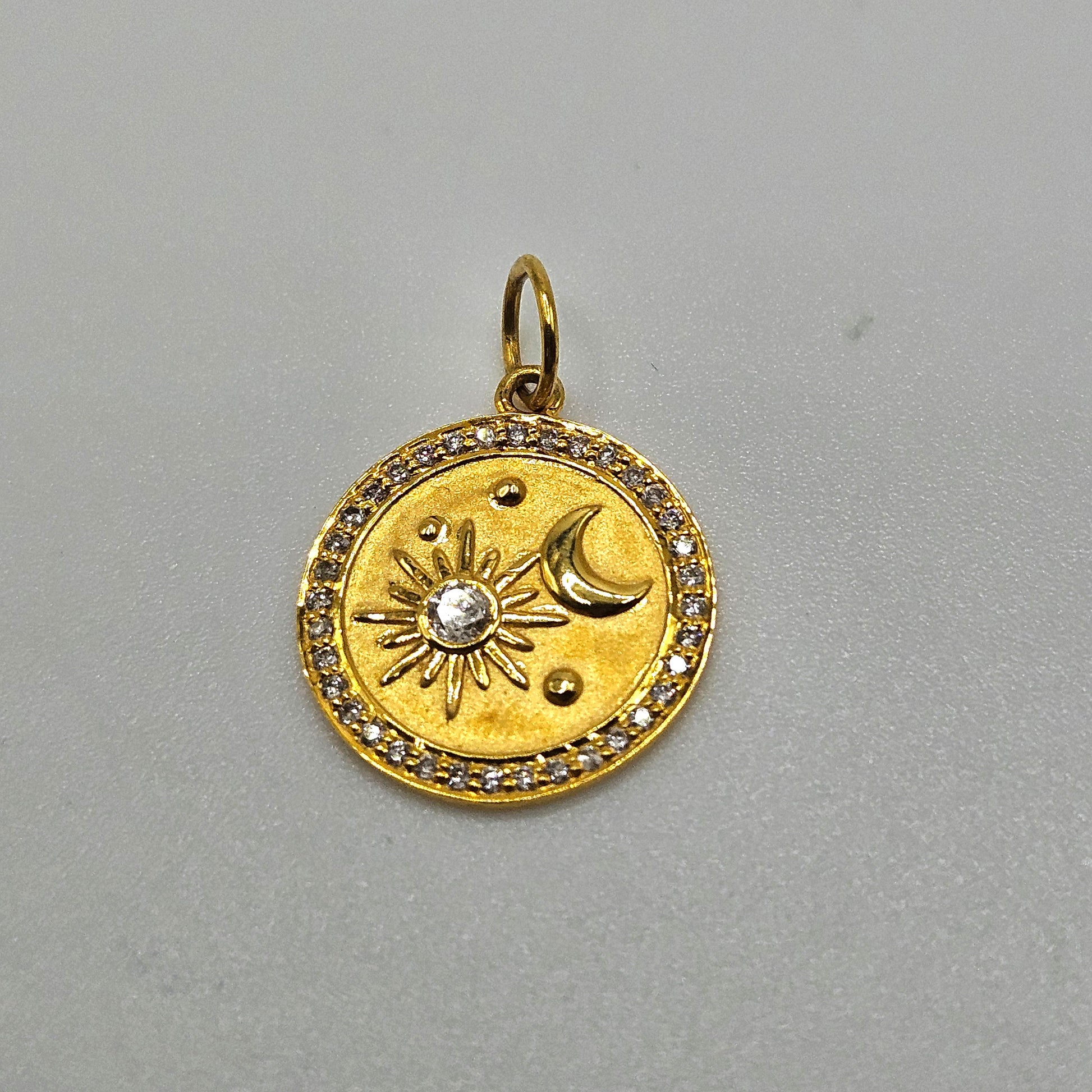 Gold Diamond Moon Star Pendant