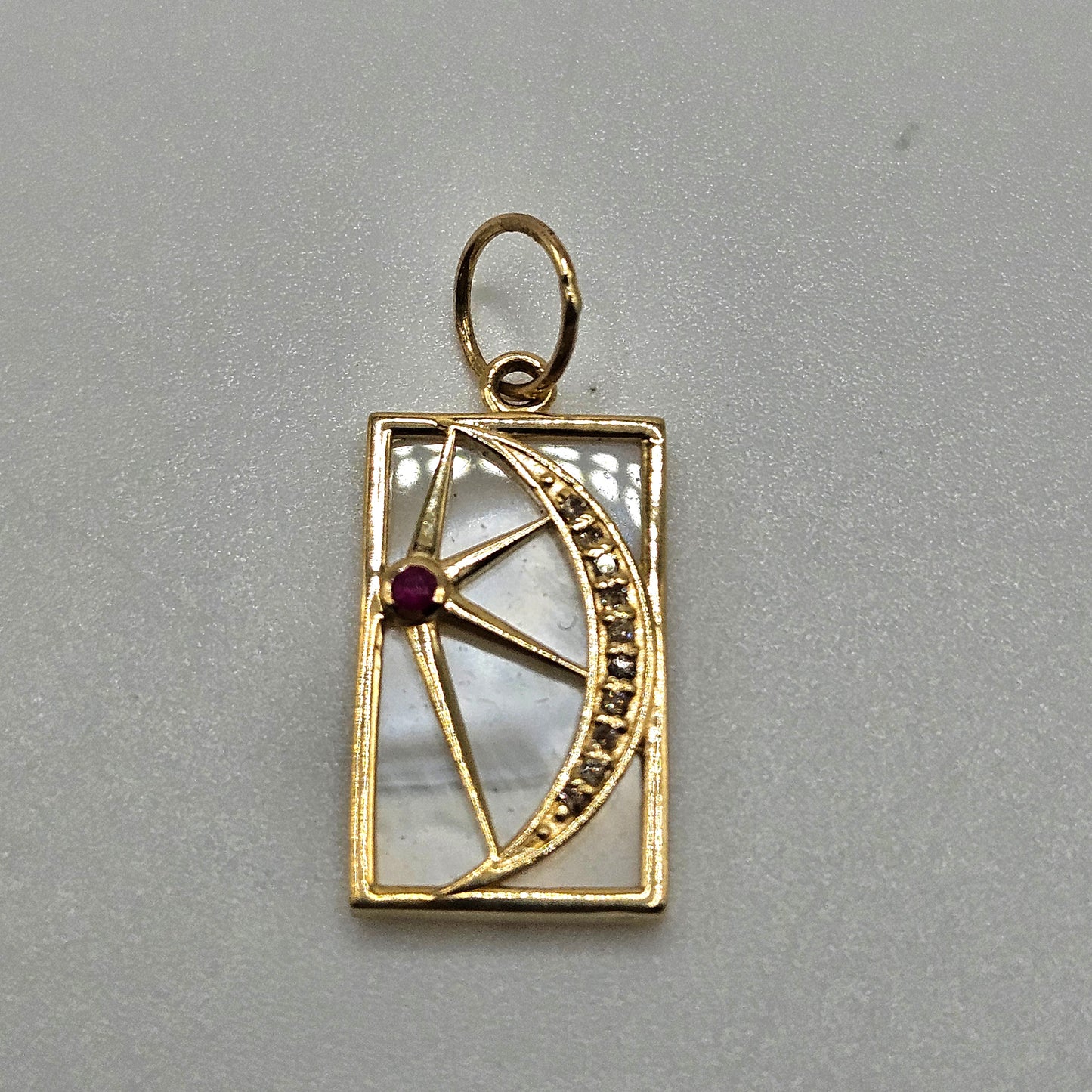 MOP Ruby Diamond Moon Pendant
