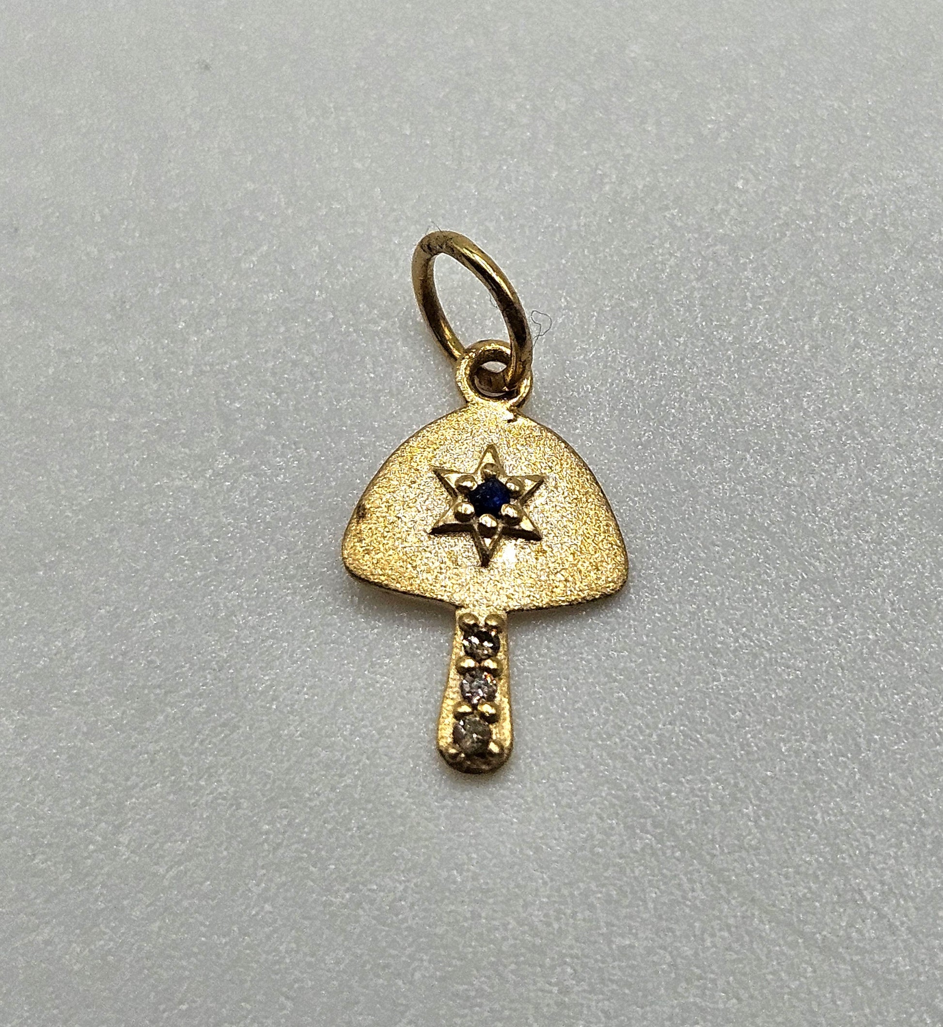 Gold Diamond Sapphire Mushroom Pendant