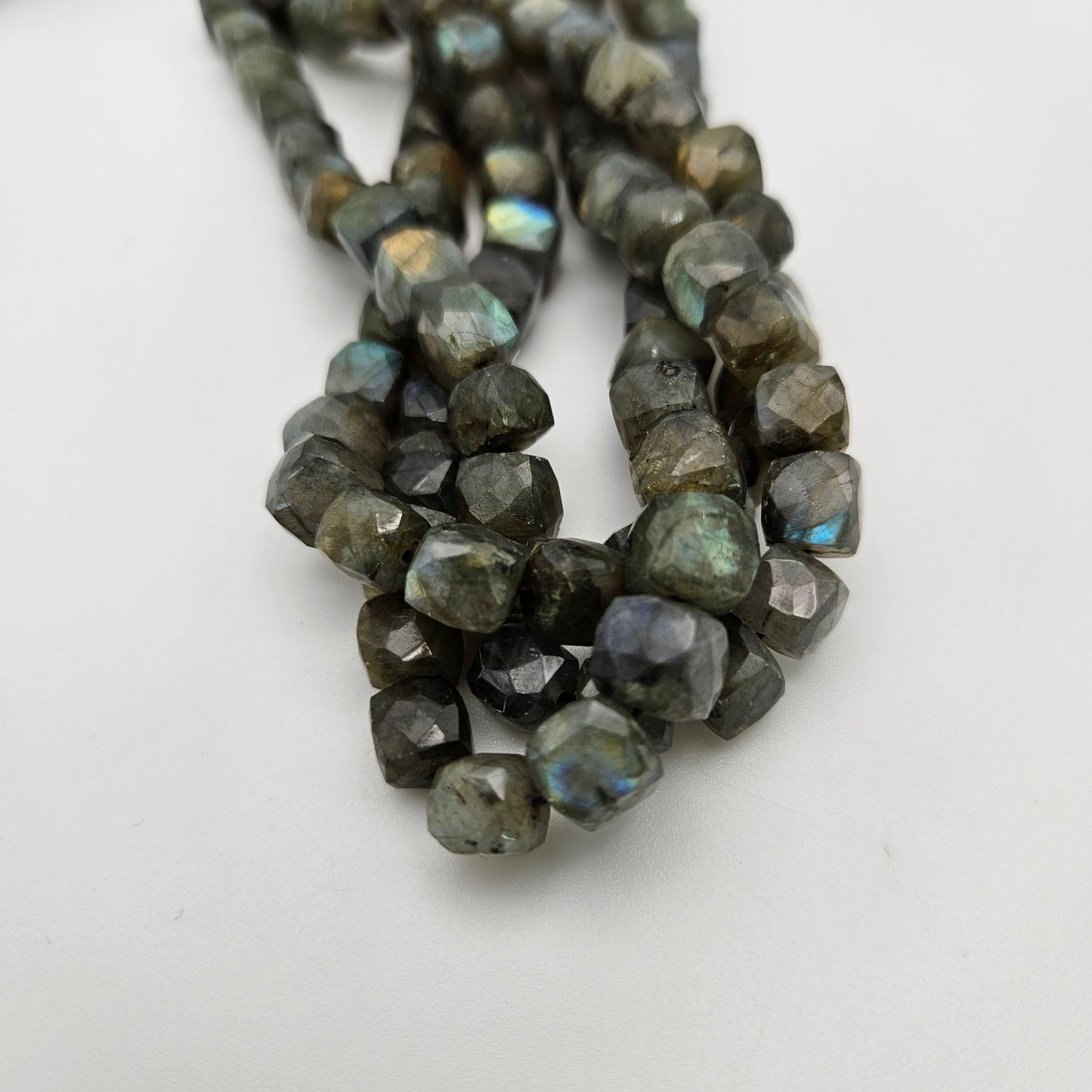 10mm Laboradite Cube Faceted