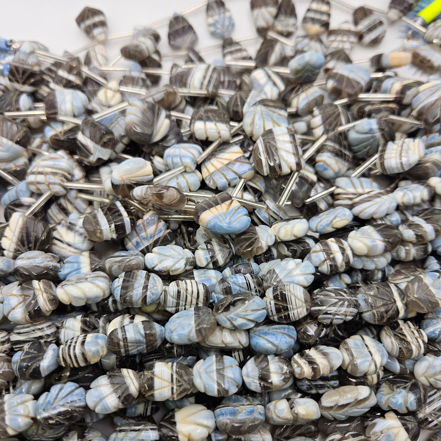 Assorted Carved Blue Opal Top Drill