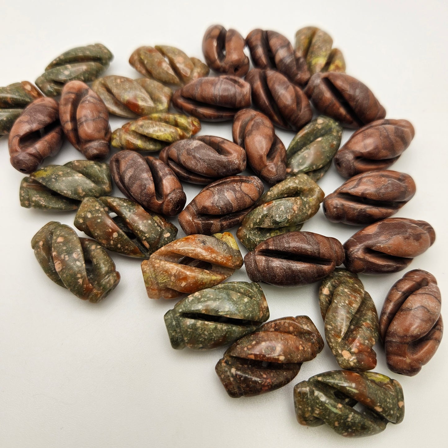 Carved Jasper Beads Single