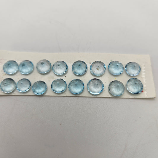 6mm Blue Topaz Round Cabochon Faceted