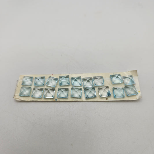 6mm Blue Topaz Square Cabochon Faceted