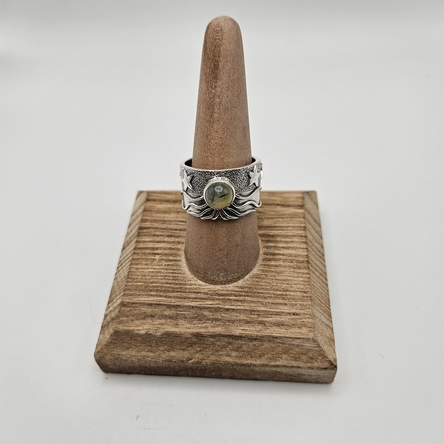 SS Prehnite Wrap Ring
