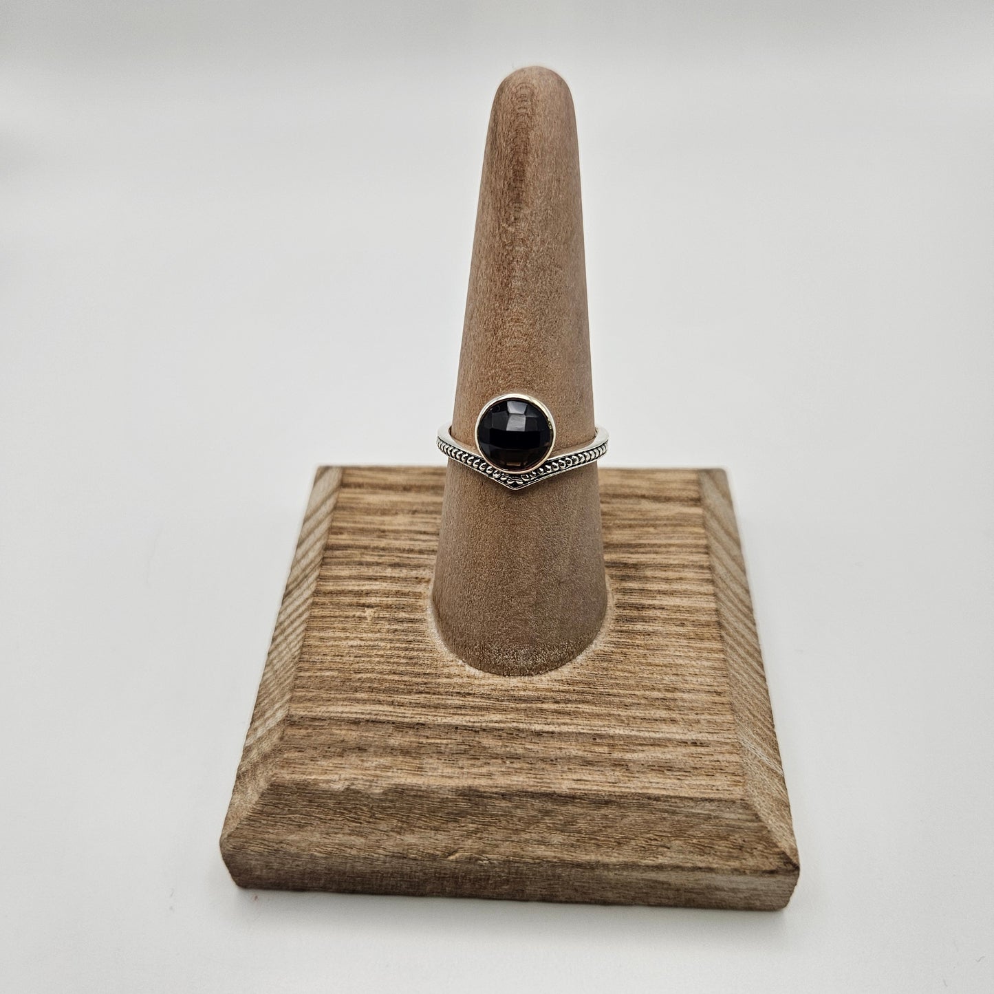 SS Smoky Quartz Faceted Ring