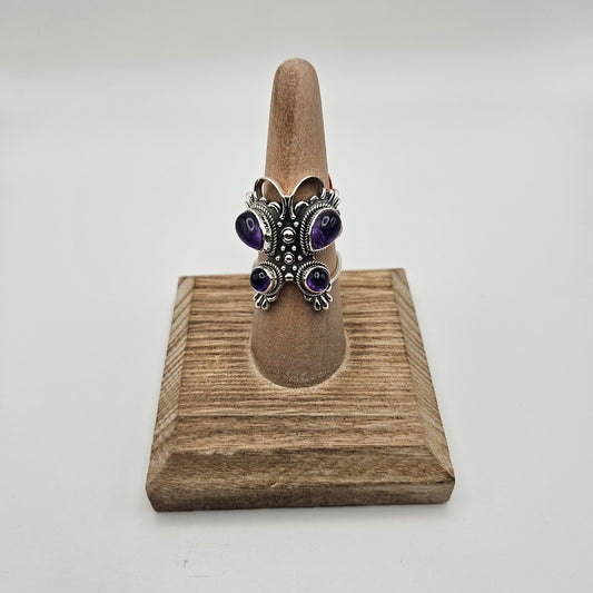 SS Amethyst Butterfly Ring