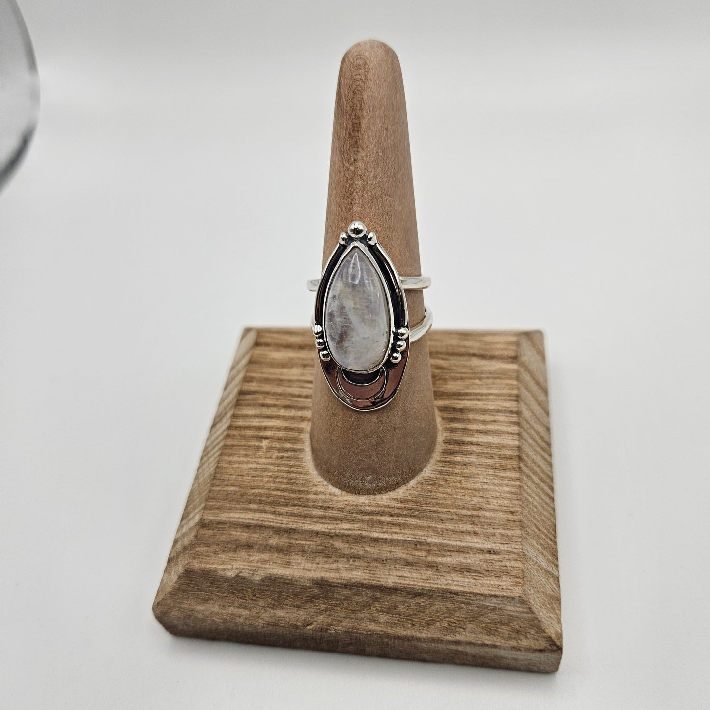 SS Moonstone Ornate Teardrop Ring