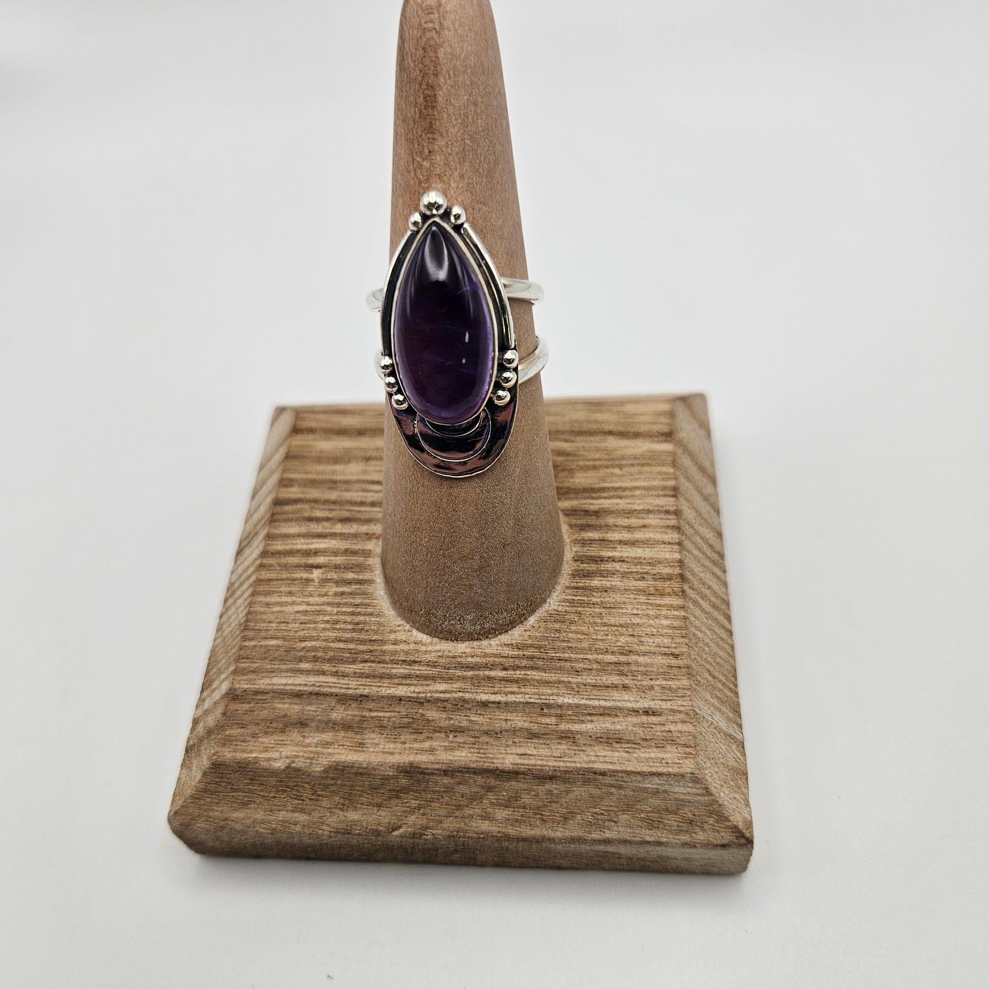 SS Amethyst Ornate Teardrop Ring