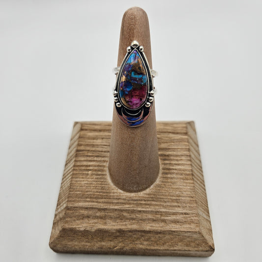 SS Turquiose Copper Ornate Teardrop Ring