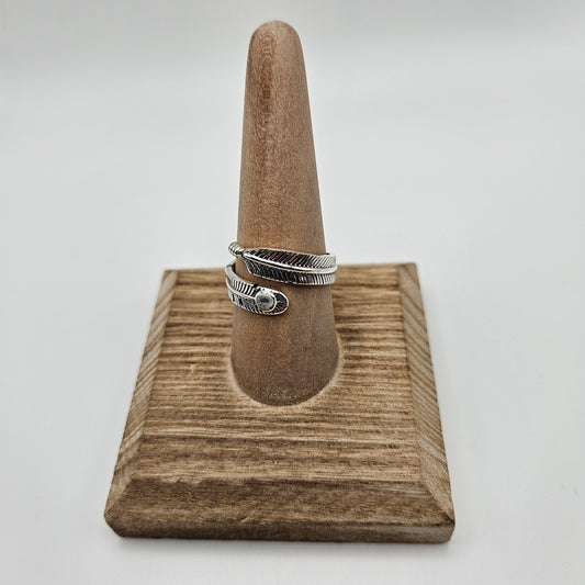 SS Moonstone Feather Wrap Ring