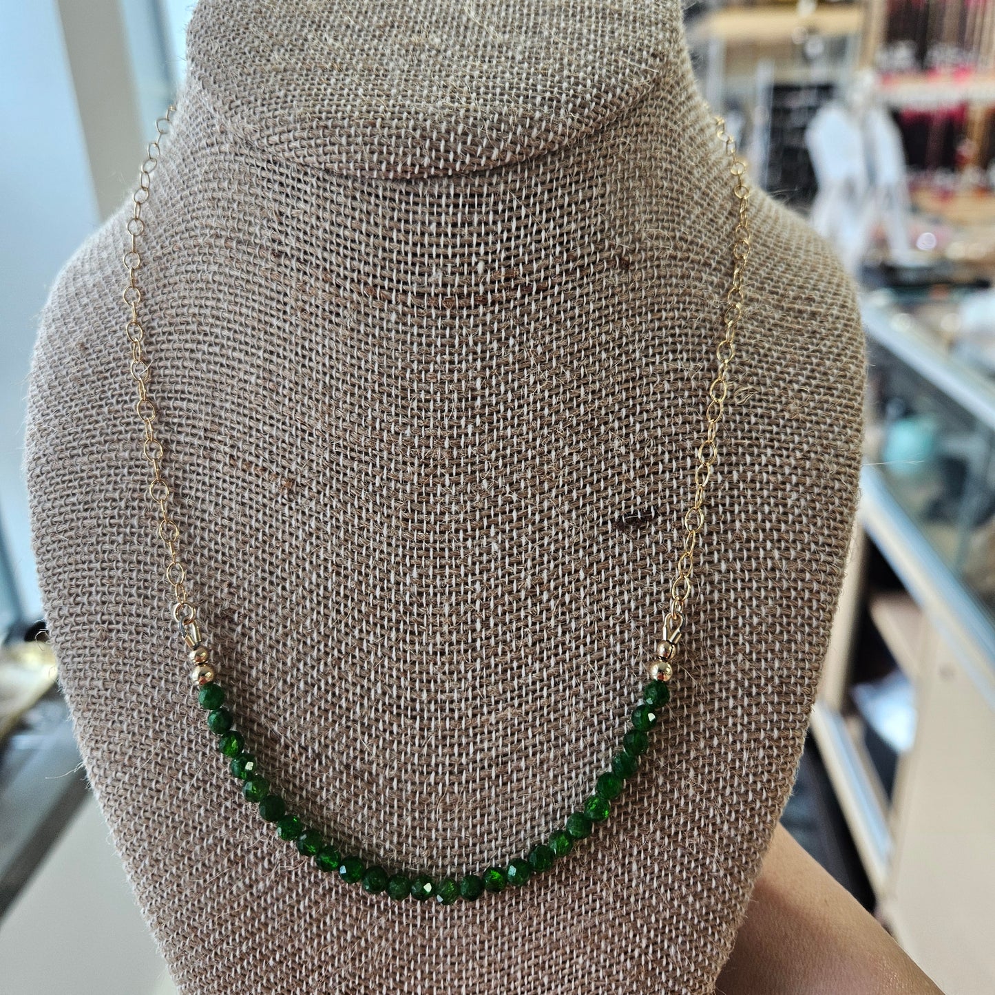 Diopside Gold Filled Chain Necklace