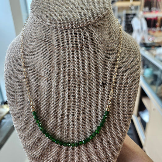 Diopside Gold Filled Chain Necklace