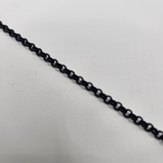 A close-up image of a black 3mm rolo chain