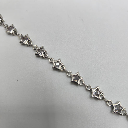 Silver Plated Rhinestone Chain By the Foot