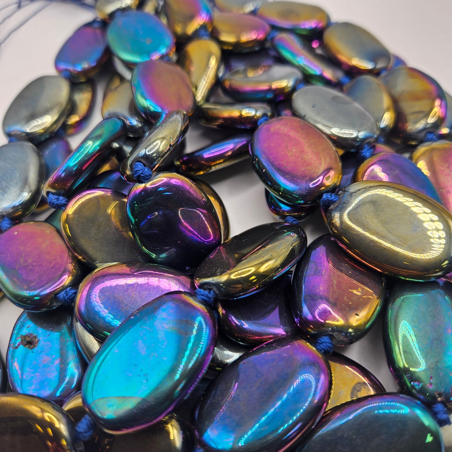 20mm Titanium Hematite Large Bead Strand