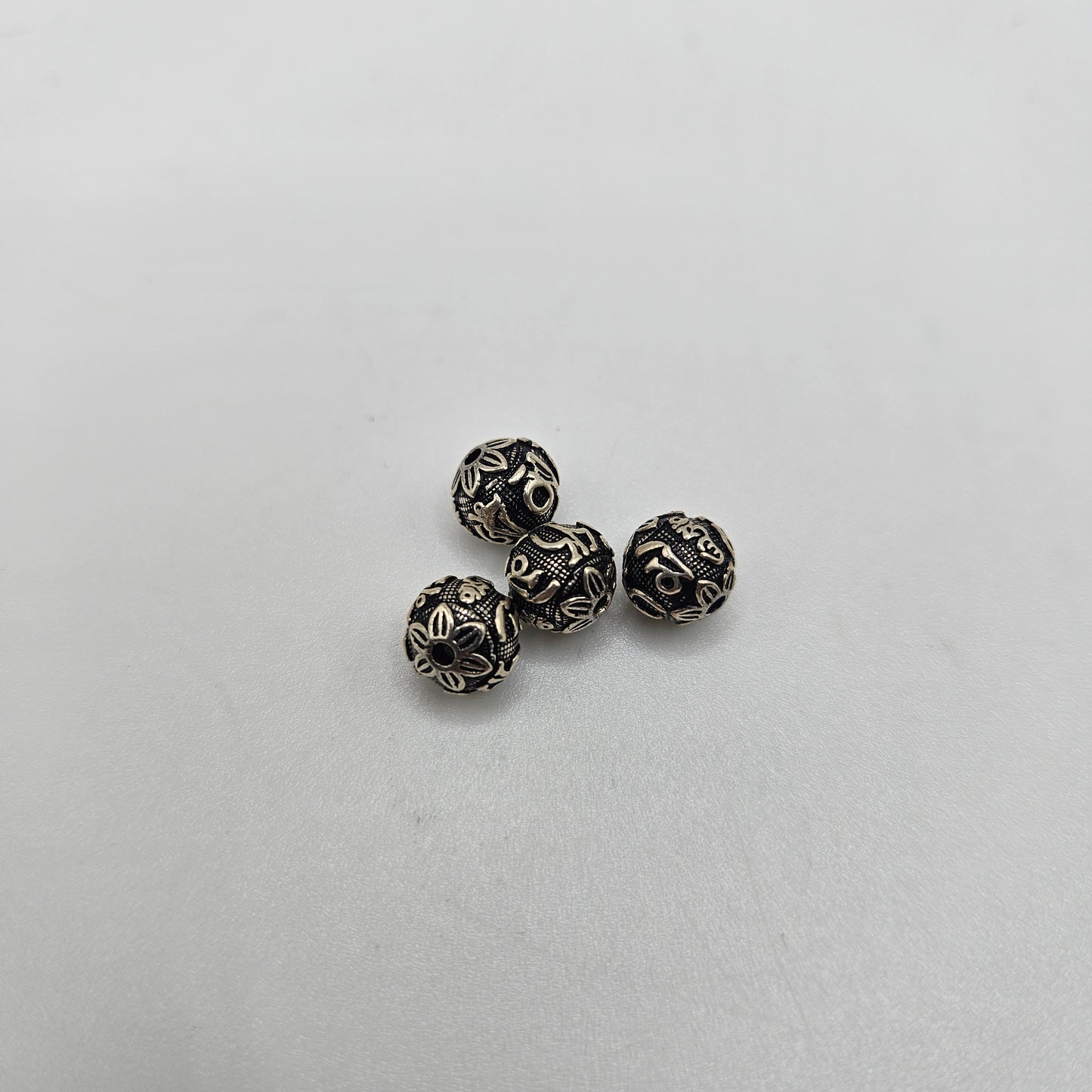 8mm Sterling Silver Etched Single Bead