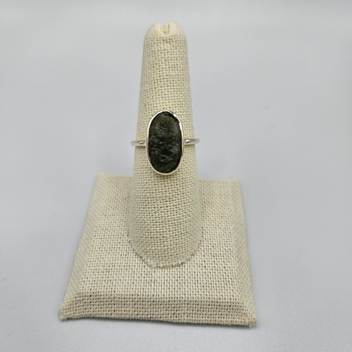 Sterling Silver Bezel Cut Moldavite Ring Size 7