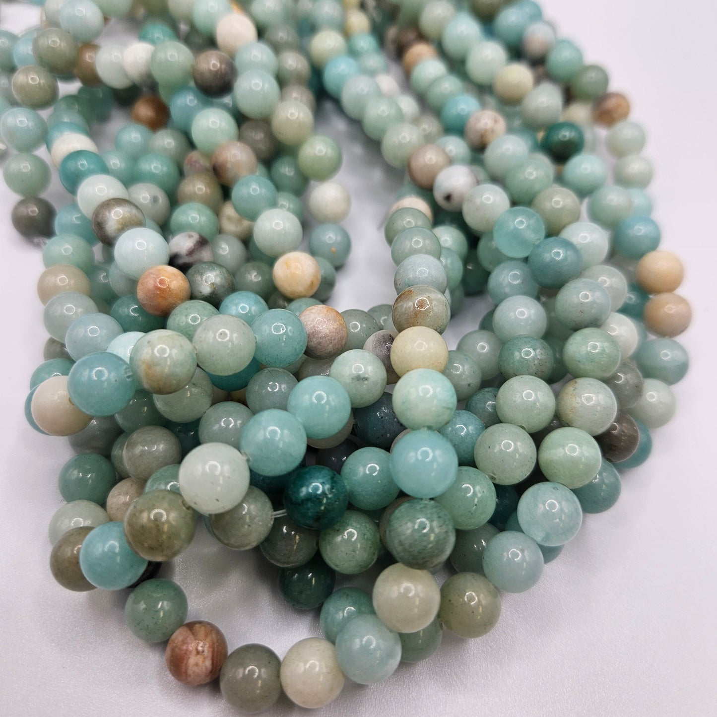 8mm Blue Amazonite Round Bead Strand