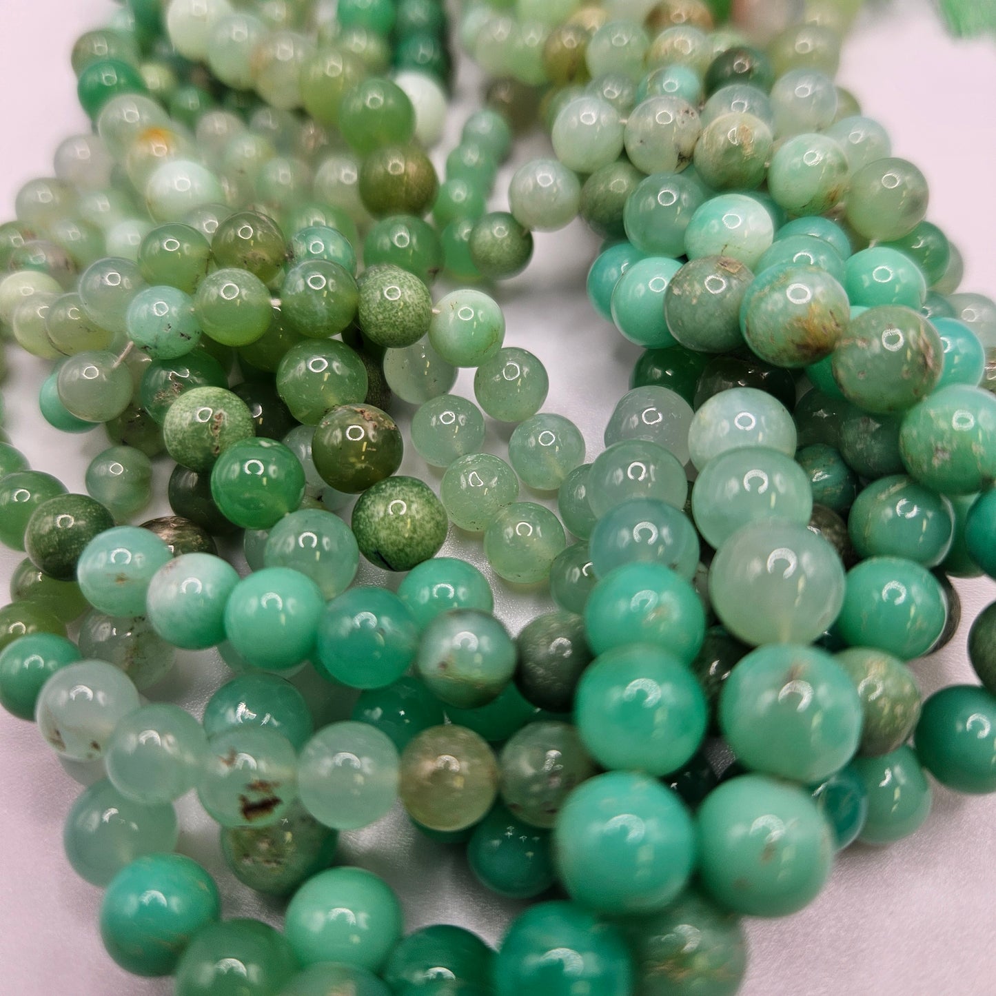 6mm Green Chrysoprase Round Bead Strand